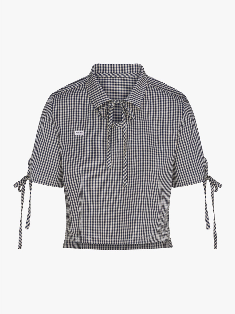 RAT BOI Tie Polo in Navy Gingham